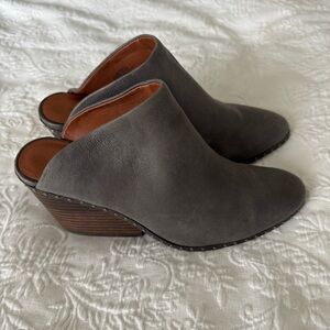 Lucky Brand Gray Studded Wedge Mules size 9.5